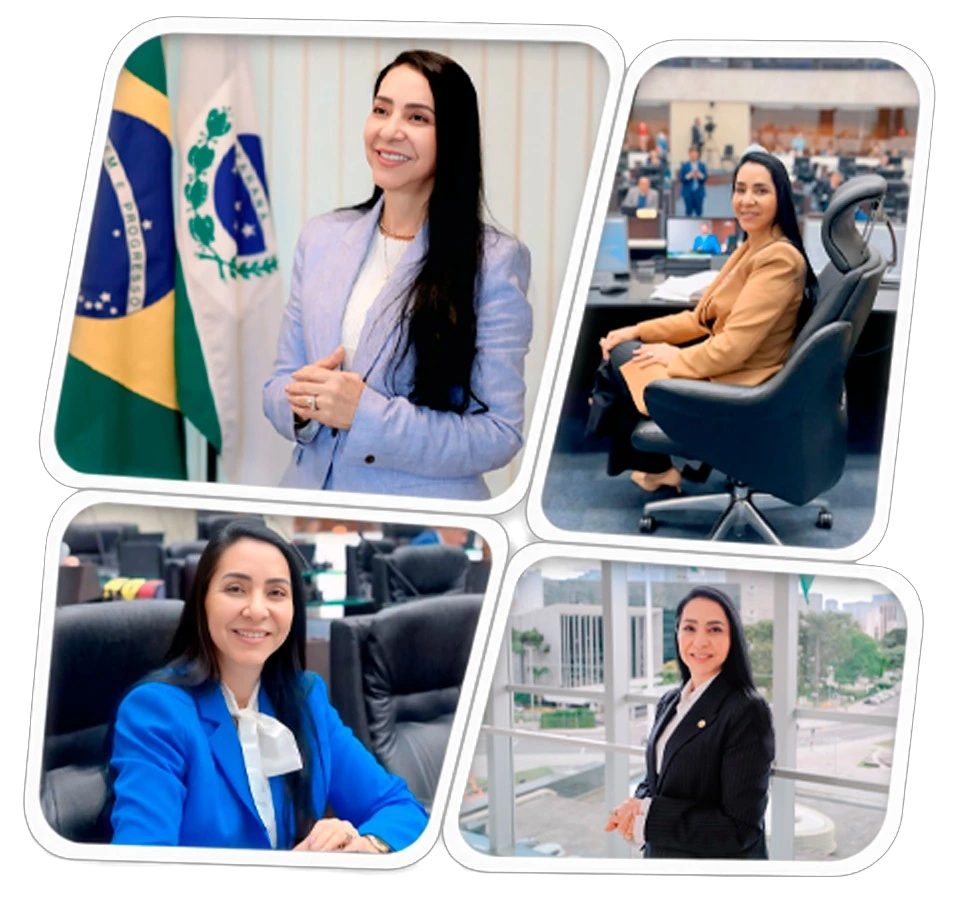 Mara Lima em diferentes momentos de sua atuação parlamentar